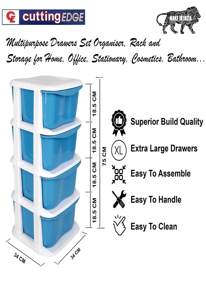 Cutting EDGE Multipurpose Drawers Set Organizer, Rack and Storage for Home, Office, Stationary, Cosmetics, Bathroom -(4 Layers, Blue) - Image 3